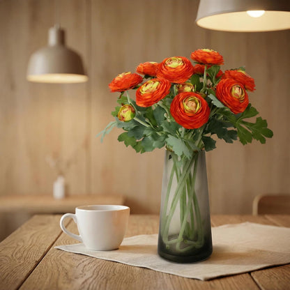Artificial Ranunculus Flowers with Real Touch Stem, Silk Ranunculus Flowers (6 Pack) (White)
