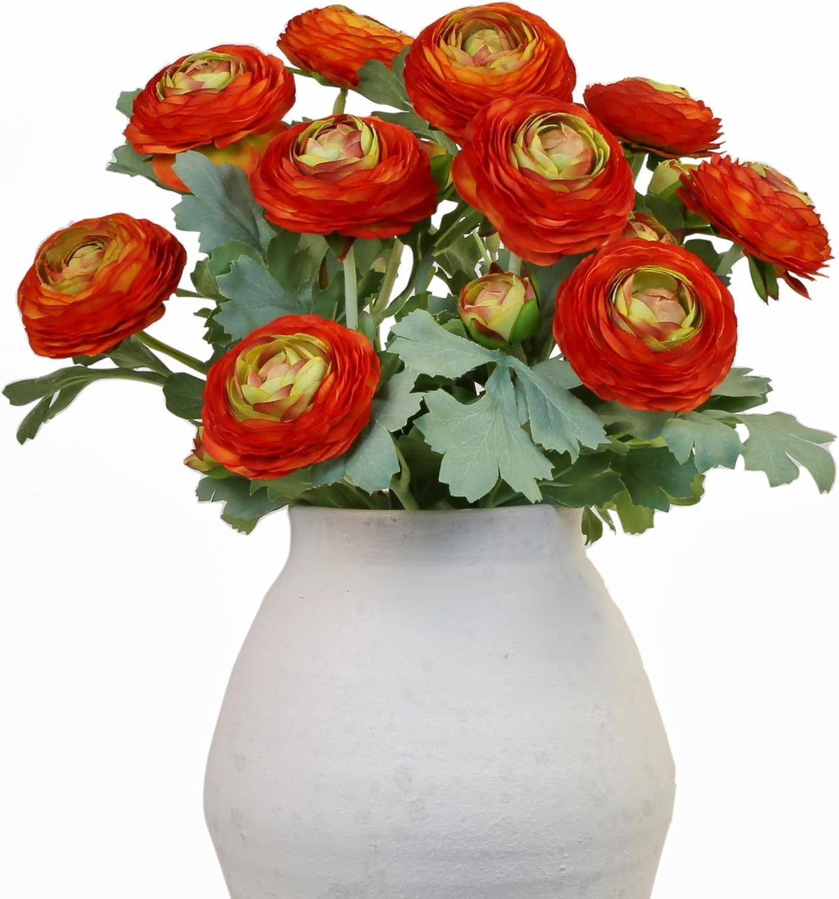 Artificial Ranunculus Flowers with Real Touch Stem, Silk Ranunculus Flowers (6 Pack) (White)