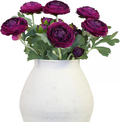 Artificial Ranunculus Flowers with Real Touch Stem, Silk Ranunculus Flowers (6 Pack) (White)