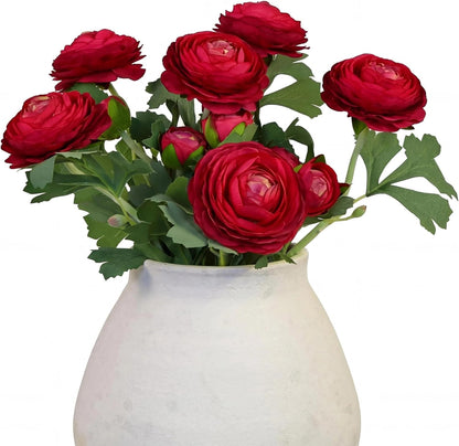 Artificial Ranunculus Flowers with Real Touch Stem, Silk Ranunculus Flowers (6 Pack) (White)