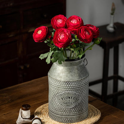 Artificial Ranunculus Flowers with Real Touch Stem, Silk Ranunculus Flowers (6 Pack) (White)