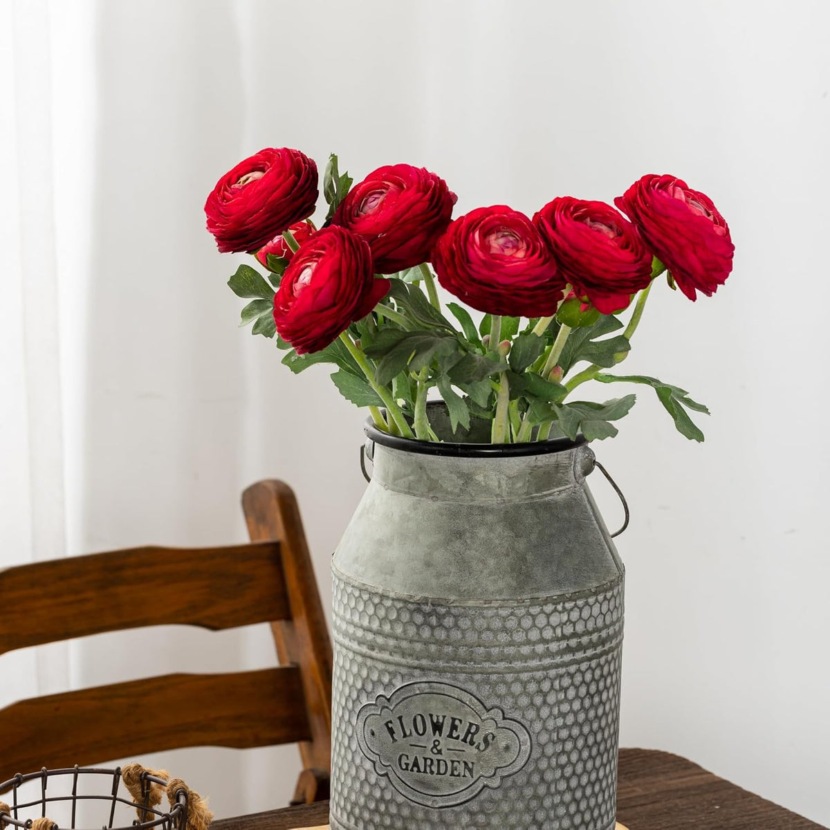 Artificial Ranunculus Flowers with Real Touch Stem, Silk Ranunculus Flowers (6 Pack) (White)