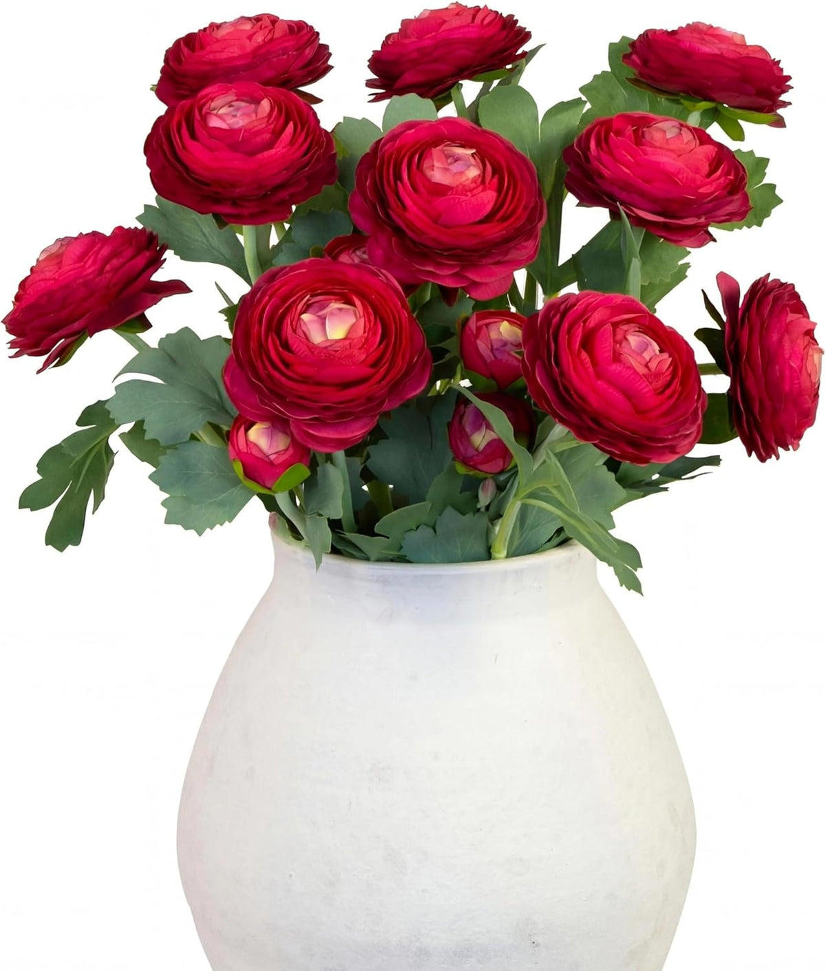 Artificial Ranunculus Flowers with Real Touch Stem, Silk Ranunculus Flowers (6 Pack) (White)
