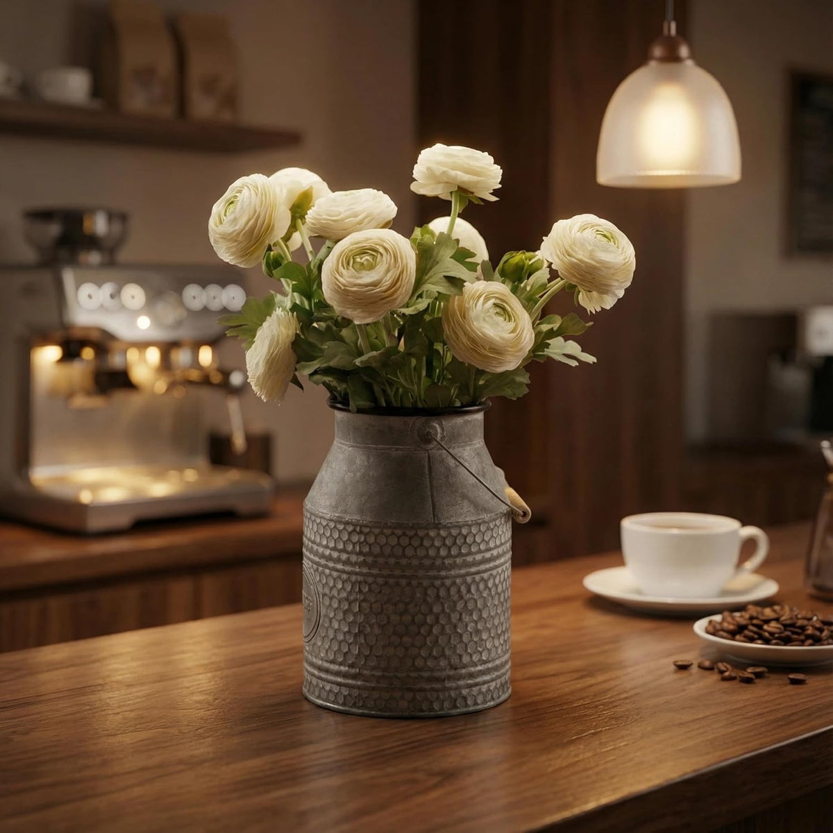 Artificial Ranunculus Flowers with Real Touch Stem, Silk Ranunculus Flowers (6 Pack) (White)