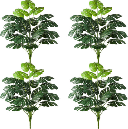 Artificial Faux Alocasia Tree Leave Plants - 2PCS 28'' Tall Fake Alocasia Leaf Plant Indoor Outdoor, Large Faux Floor Plant for Living Room Bathroom Bedroom Plants Decor, Farmhouse Home House Decor