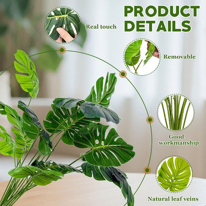 Artificial Faux Alocasia Tree Leave Plants - 2PCS 28'' Tall Fake Alocasia Leaf Plant Indoor Outdoor, Large Faux Floor Plant for Living Room Bathroom Bedroom Plants Decor, Farmhouse Home House Decor