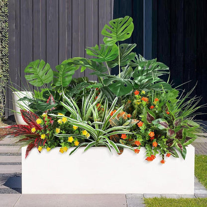 Artificial Faux Alocasia Tree Leave Plants - 2PCS 28'' Tall Fake Alocasia Leaf Plant Indoor Outdoor, Large Faux Floor Plant for Living Room Bathroom Bedroom Plants Decor, Farmhouse Home House Decor