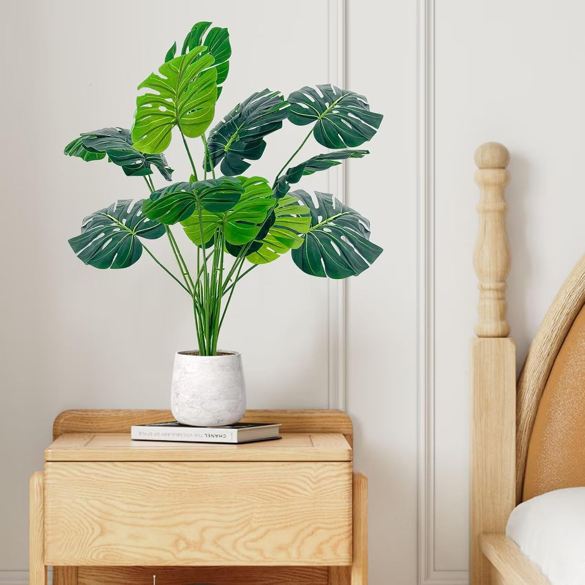 Artificial Faux Alocasia Tree Leave Plants - 2PCS 28'' Tall Fake Alocasia Leaf Plant Indoor Outdoor, Large Faux Floor Plant for Living Room Bathroom Bedroom Plants Decor, Farmhouse Home House Decor