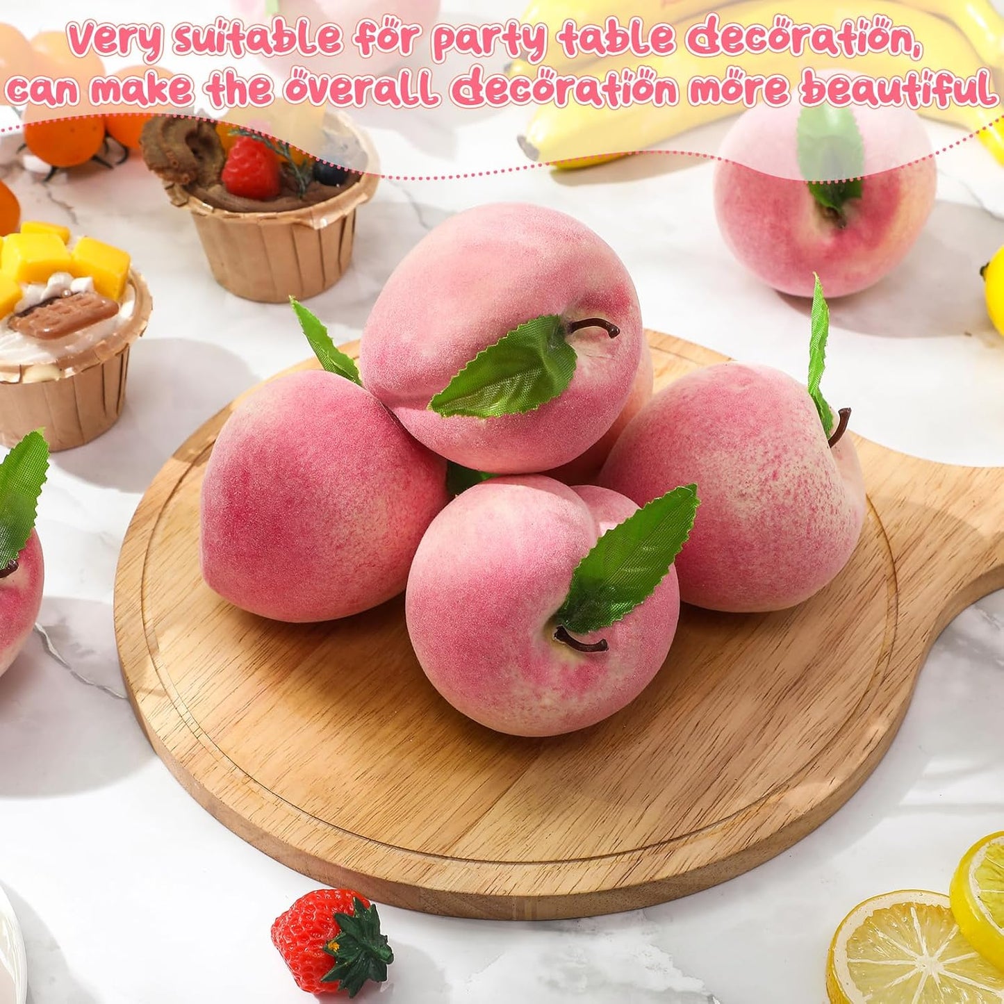 100 Pcs Artificial Peach Decorations Foam Peach Lifelike Fake Fruit Faux Small Simulation for Home Birthday Party Cabinet Table Festival Kitchen Harvest Photography Prop (1.38 Inch)