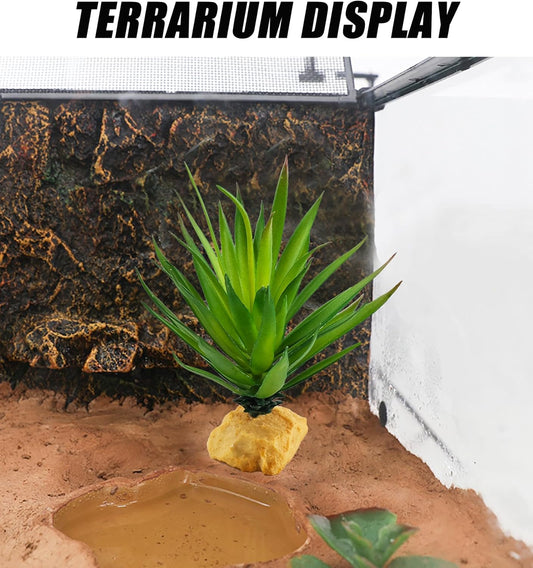 Reptile Plants Succulent, Artificial Desert Plant for Terrarium Decor, Bearded Dragon Tank Accessories fit Gecko Lizard Chameleon Ball Python Snake - Guzmania lingulata