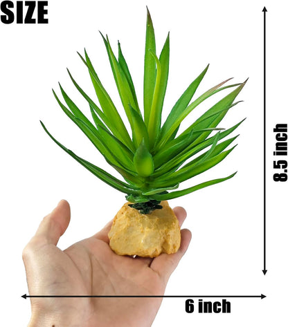 Reptile Plants Succulent, Artificial Desert Plant for Terrarium Decor, Bearded Dragon Tank Accessories fit Gecko Lizard Chameleon Ball Python Snake - Guzmania lingulata