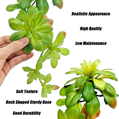 Reptile Plants Succulent, Artificial Desert Plant for Terrarium Decor, Bearded Dragon Tank Accessories fit Gecko Lizard Chameleon Ball Python Snake - Guzmania lingulata
