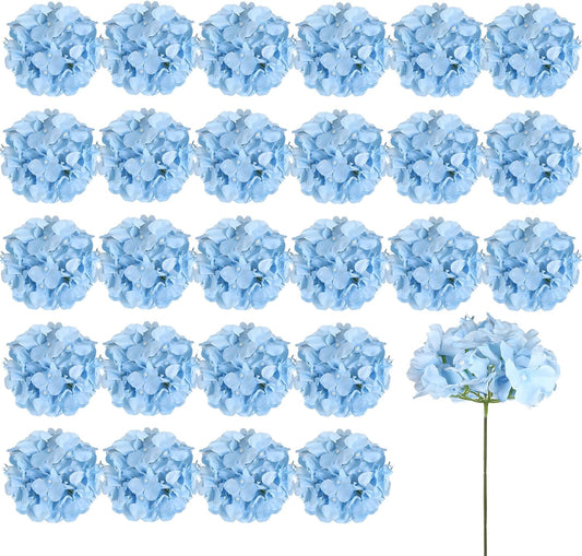 26 Pieces Hydrangea Artificial Flowers Silk Hydrangea Flowers Artificial Flowers Heads with Stems for Home Wedding Party Decorations (Ivory)