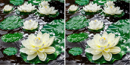 Lily Pad for Ponds, 9 PCS Artificial Lotus, Realistic Water Floating Foam Lotuses Fake Lily Pad for Home Garden Patio Pond