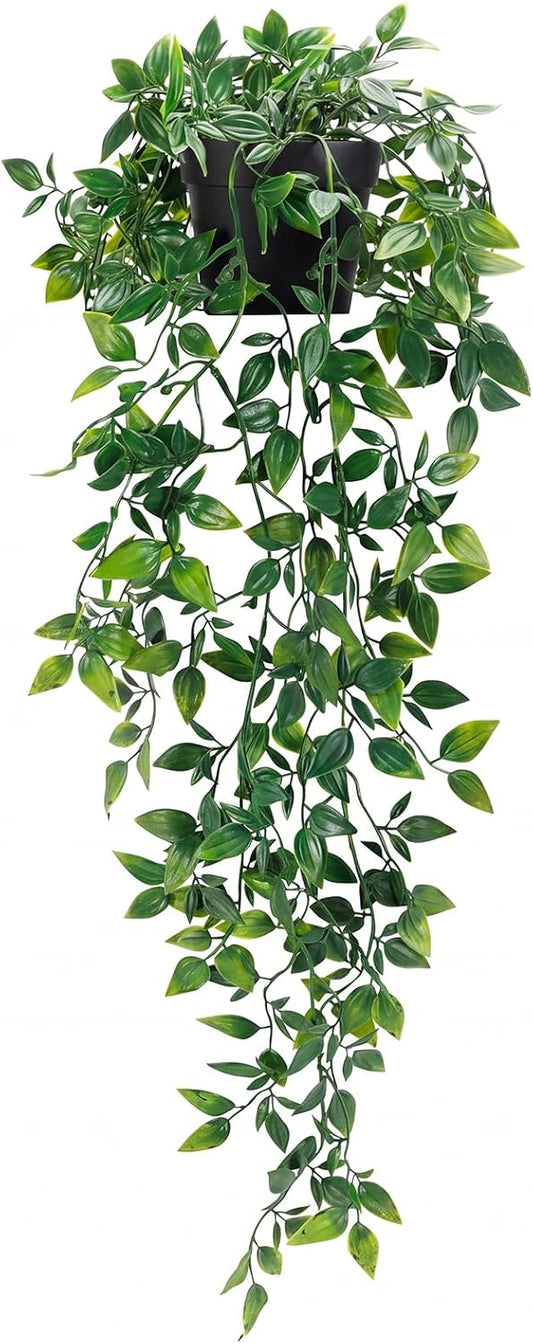 Fake Hanging Plants, Artificial Small Potted Plants for Indoor Outdoor Aesthetic Office Living Room Shelf Decor (1 Pack)