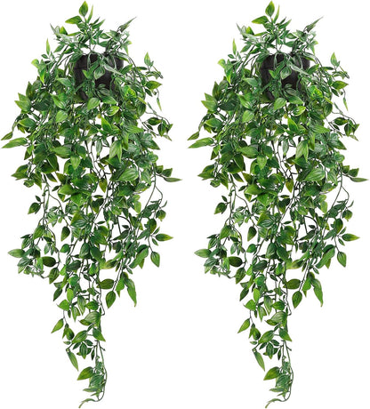 Fake Hanging Plants, Artificial Small Potted Plants for Indoor Outdoor Aesthetic Office Living Room Shelf Decor (1 Pack)