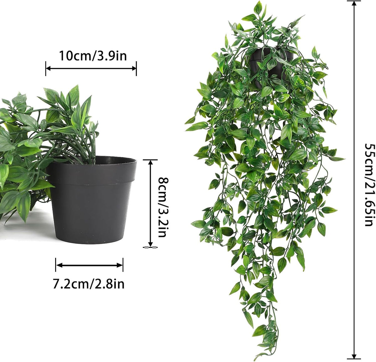 Fake Hanging Plants, Artificial Small Potted Plants for Indoor Outdoor Aesthetic Office Living Room Shelf Decor (1 Pack)