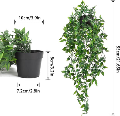 Fake Hanging Plants, Artificial Small Potted Plants for Indoor Outdoor Aesthetic Office Living Room Shelf Decor (1 Pack)