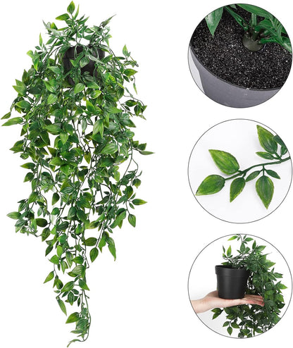 Fake Hanging Plants, Artificial Small Potted Plants for Indoor Outdoor Aesthetic Office Living Room Shelf Decor (1 Pack)