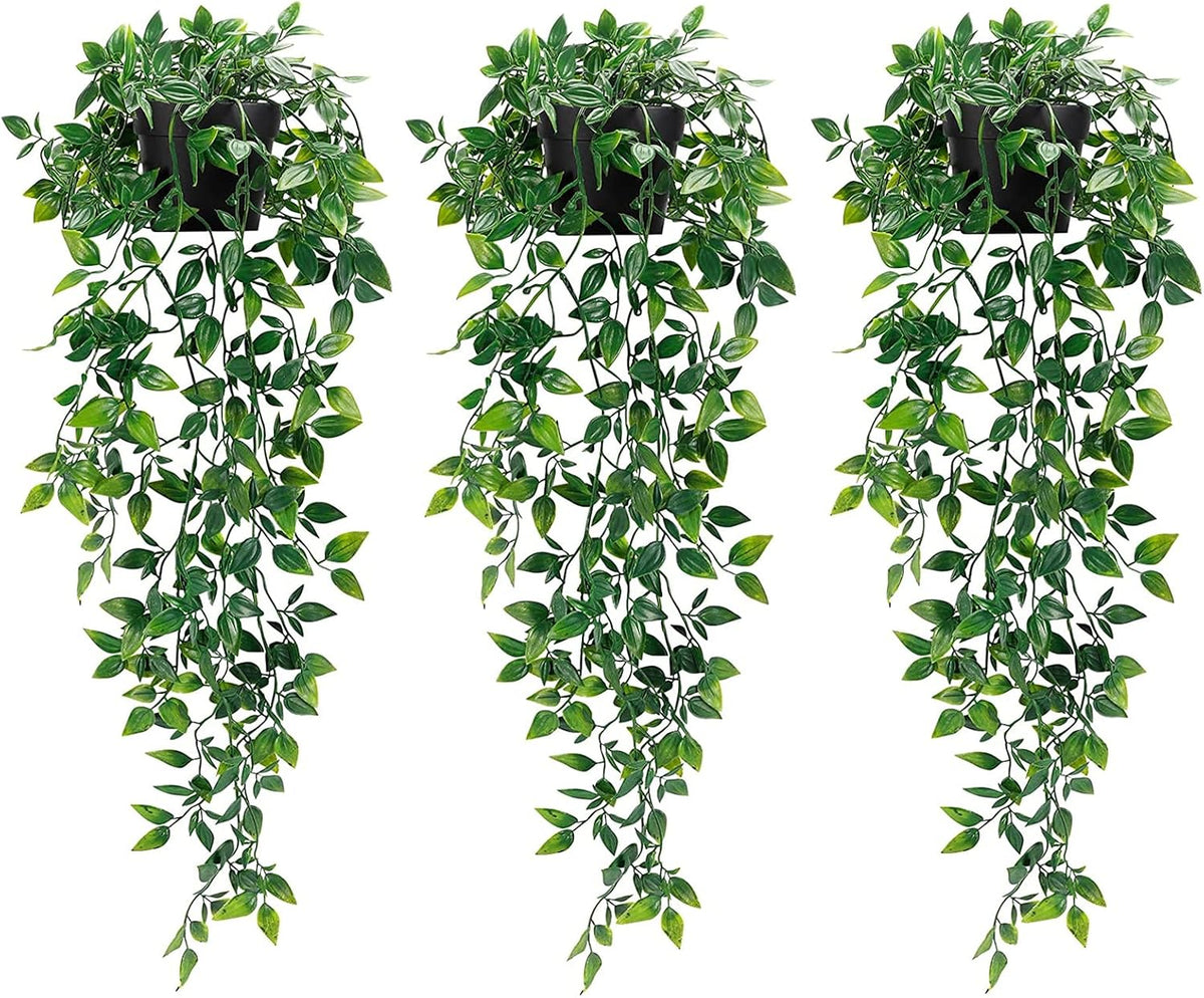 Fake Hanging Plants, Artificial Small Potted Plants for Indoor Outdoor Aesthetic Office Living Room Shelf Decor (1 Pack)