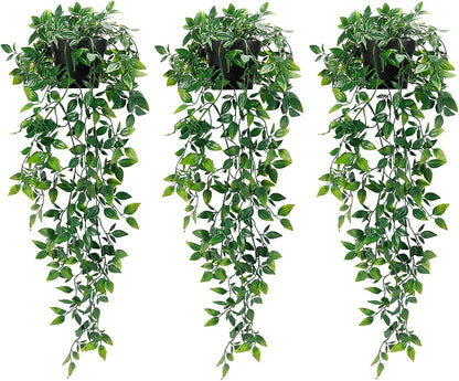 Fake Hanging Plants, Artificial Small Potted Plants for Indoor Outdoor Aesthetic Office Living Room Shelf Decor (1 Pack)
