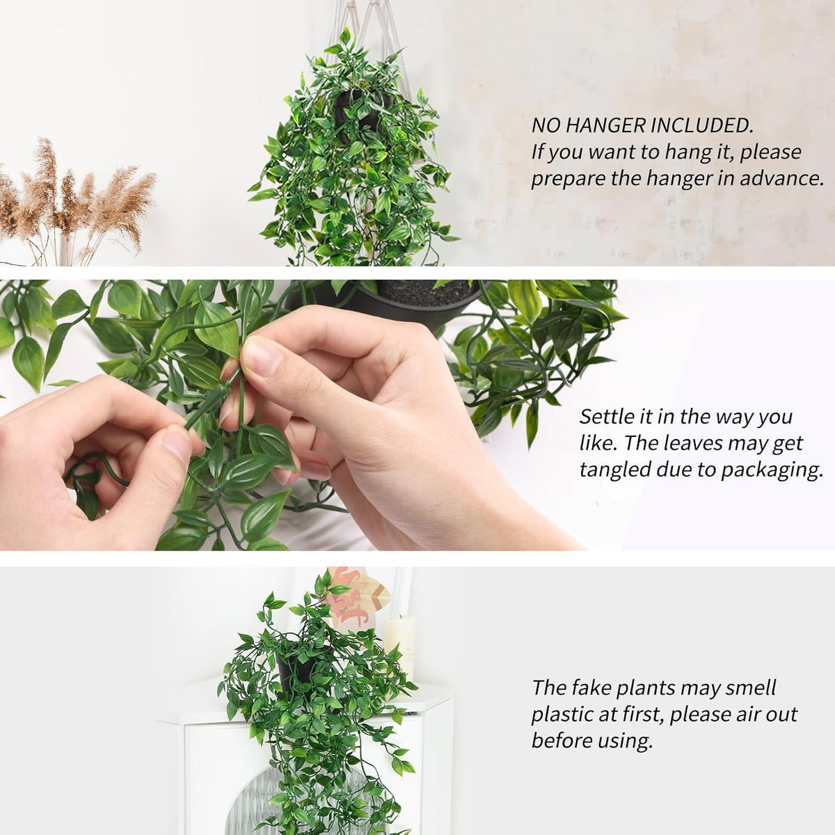Fake Hanging Plants, Artificial Small Potted Plants for Indoor Outdoor Aesthetic Office Living Room Shelf Decor (1 Pack)