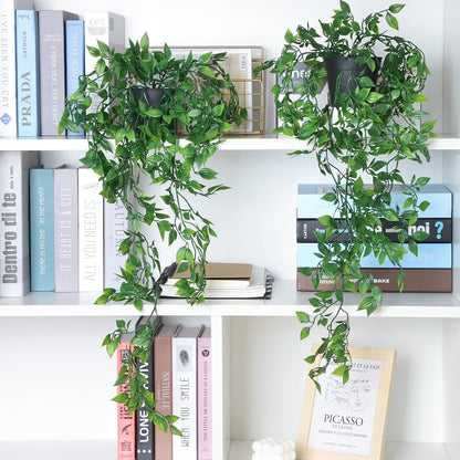 Fake Hanging Plants, Artificial Small Potted Plants for Indoor Outdoor Aesthetic Office Living Room Shelf Decor (1 Pack)