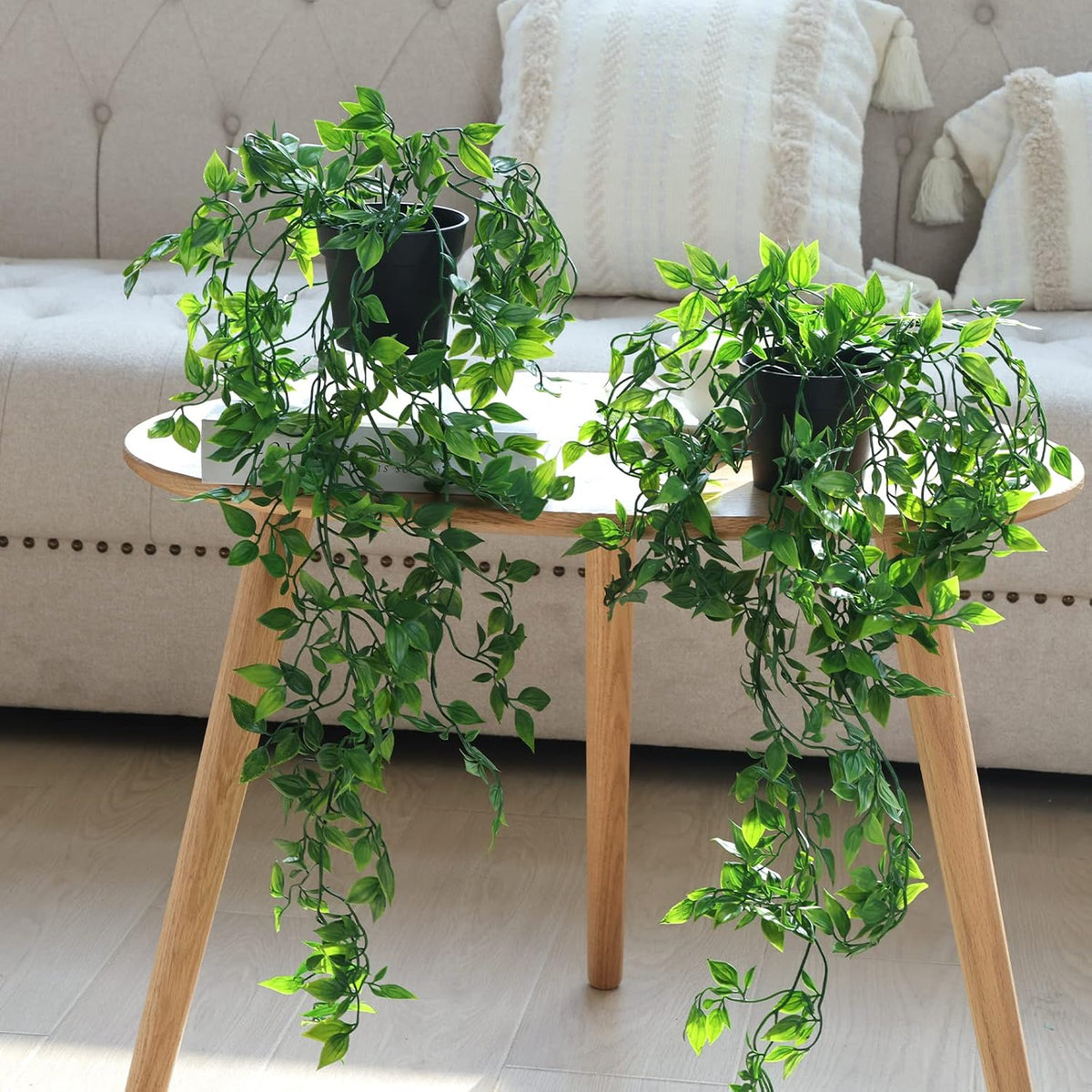 Fake Hanging Plants, Artificial Small Potted Plants for Indoor Outdoor Aesthetic Office Living Room Shelf Decor (1 Pack)