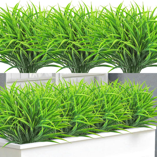16 Pcs Artificial Plants Outdoor Fake Greenery Stems, Purple | Faux grass, UV resistant, plastic plants shrubs, autumn Thanksgiving garden pathway window farmhouse front porch home decor