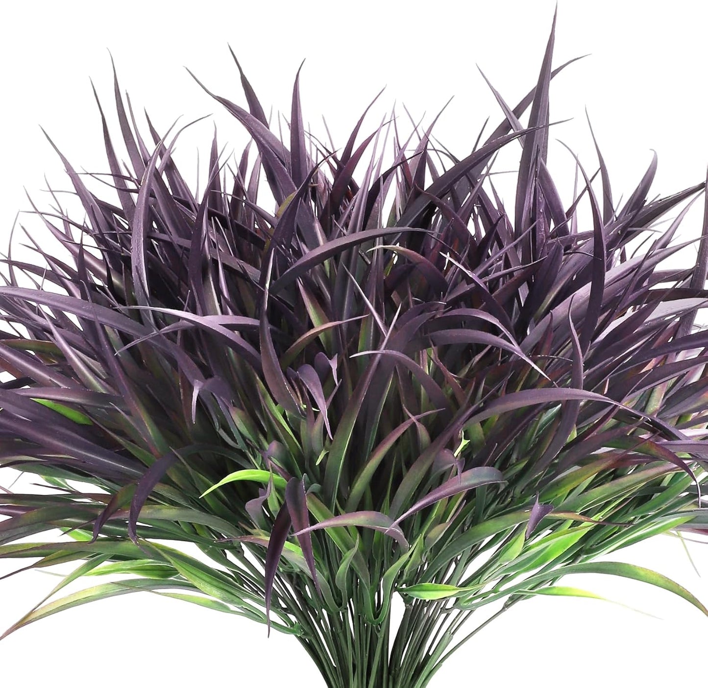 16 Pcs Artificial Plants Outdoor Fake Greenery Stems, Purple | Faux grass, UV resistant, plastic plants shrubs, autumn Thanksgiving garden pathway window farmhouse front porch home decor