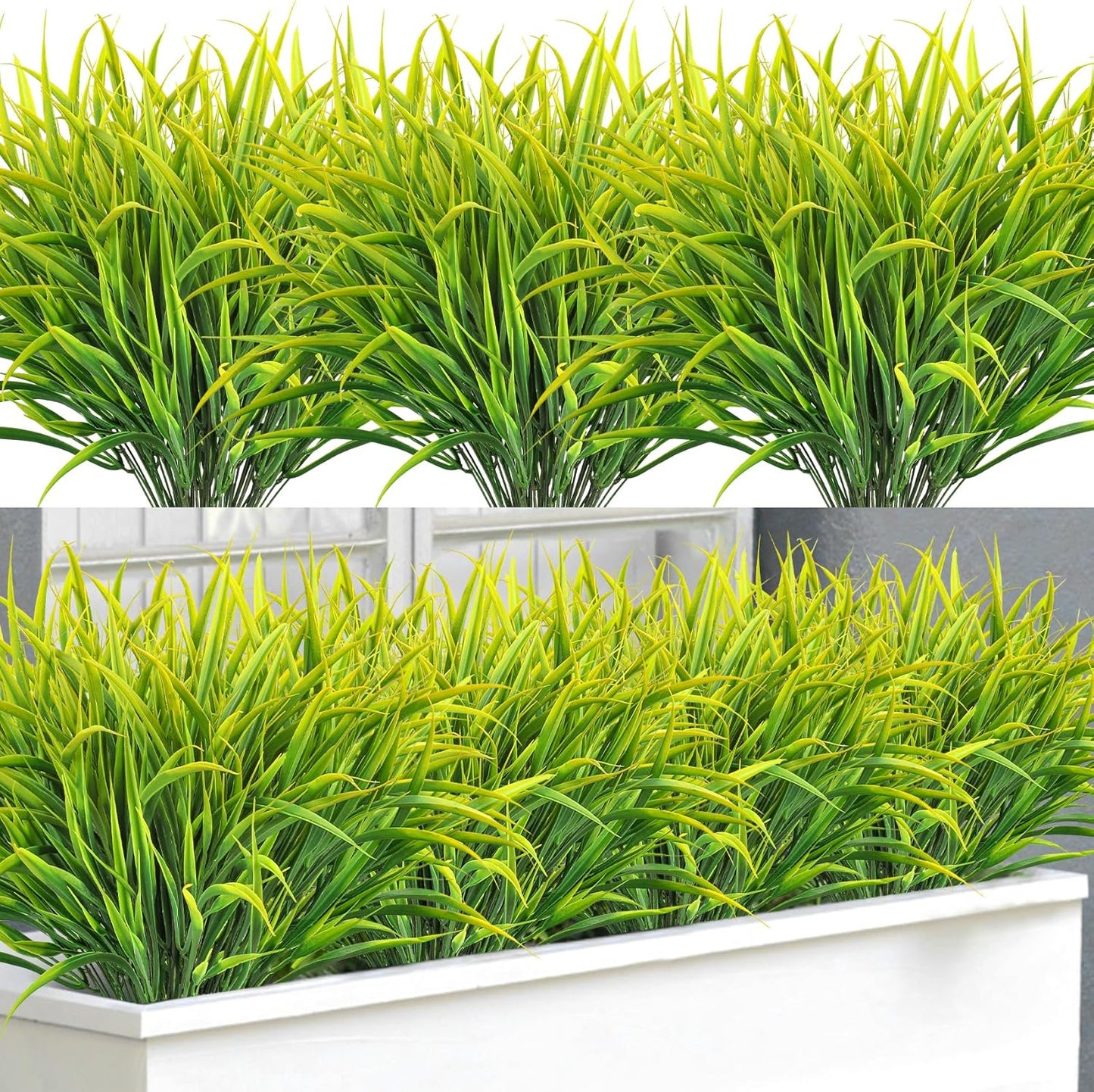 16 Pcs Artificial Plants Outdoor Fake Greenery Stems, Purple | Faux grass, UV resistant, plastic plants shrubs, autumn Thanksgiving garden pathway window farmhouse front porch home decor