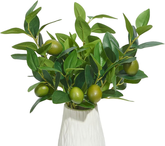 3 PCS Artificial Lemon Branches for Vase 18 Inch Fake Lemons Picks | Greenery Stems, Fake Fruits, Lemon Branches Realistic, Faux Lemons Tree Decor