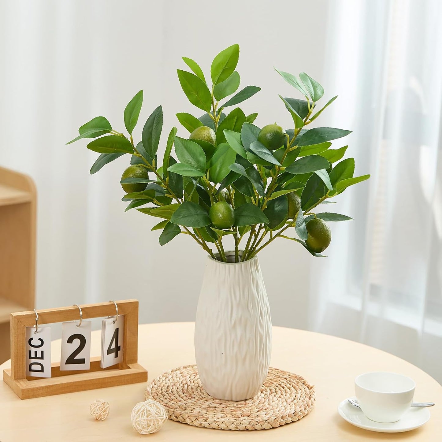 3 PCS Artificial Lemon Branches for Vase 18 Inch Fake Lemons Picks | Greenery Stems, Fake Fruits, Lemon Branches Realistic, Faux Lemons Tree Decor