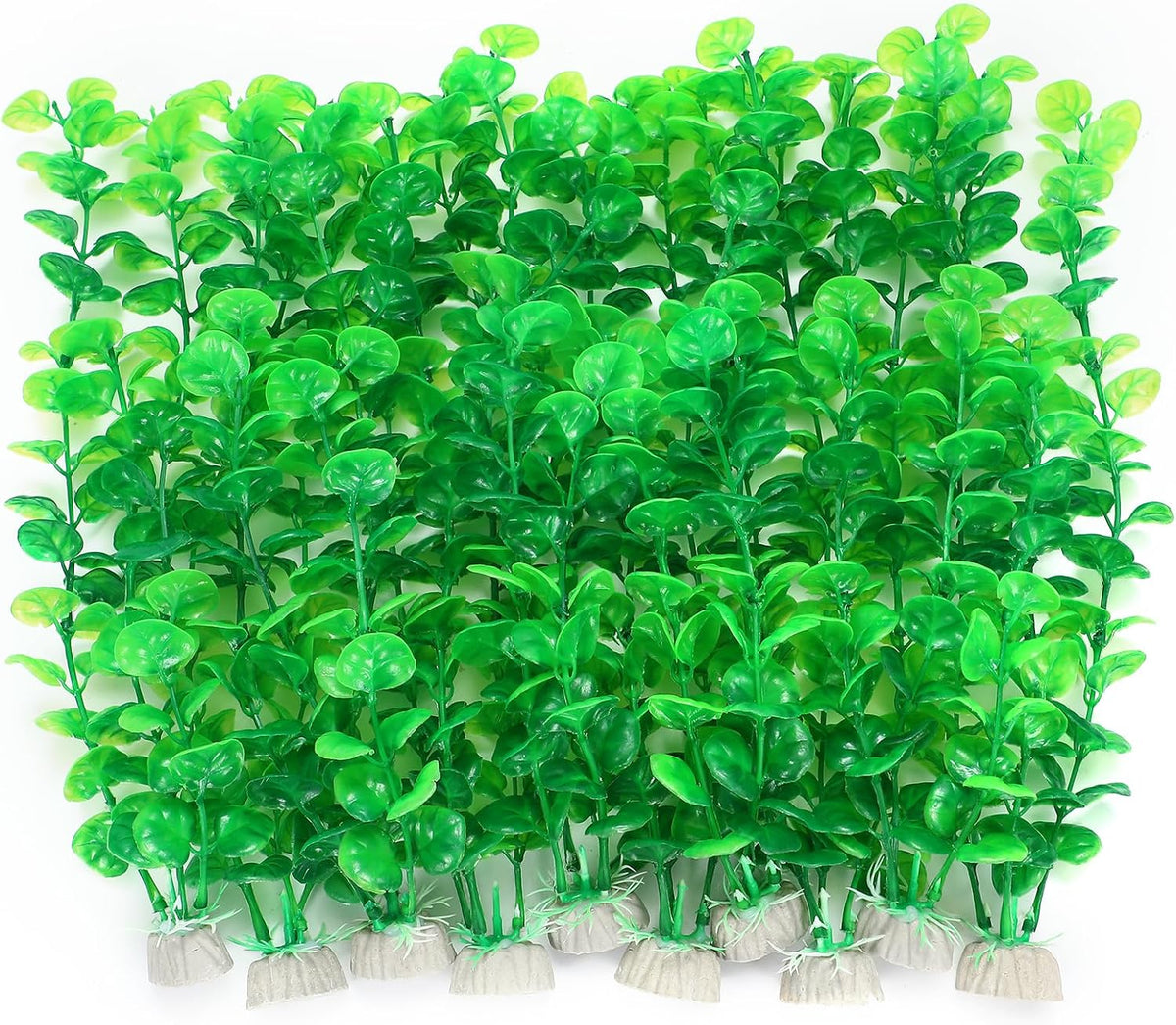 Artificial Fish Tank Plants, Green Plastic Aquarium Accessories, Multi Shape Fake Decorations, 10packs