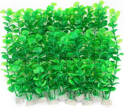 Artificial Fish Tank Plants, Green Plastic Aquarium Accessories, Multi Shape Fake Decorations, 10packs