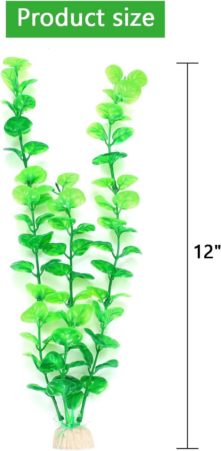 Artificial Fish Tank Plants, Green Plastic Aquarium Accessories, Multi Shape Fake Decorations, 10packs