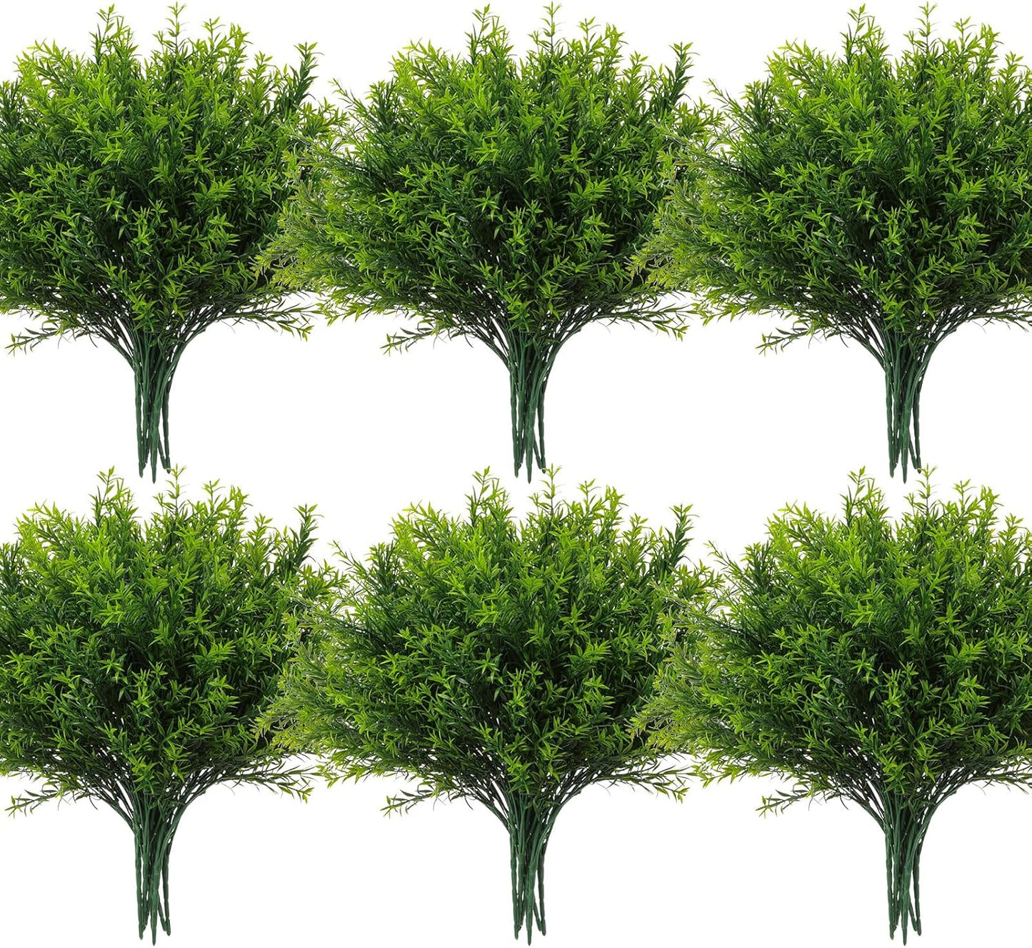 24 Bundles Artificial Rosemary Plants, UV Resistant No Fade Faux Green Grass Shrubs, Realistic Fake Bushes for Farmhouse Indoor Wedding Garden Porch Patio