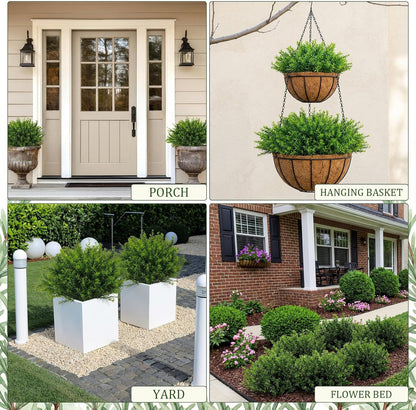 24 Bundles Artificial Rosemary Plants, UV Resistant No Fade Faux Green Grass Shrubs, Realistic Fake Bushes for Farmhouse Indoor Wedding Garden Porch Patio
