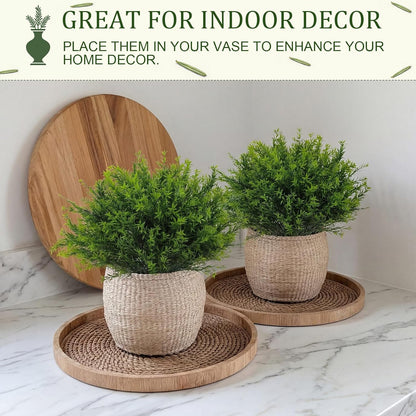 24 Bundles Artificial Rosemary Plants, UV Resistant No Fade Faux Green Grass Shrubs, Realistic Fake Bushes for Farmhouse Indoor Wedding Garden Porch Patio