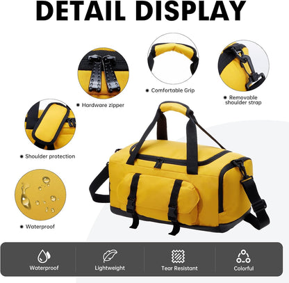 Gym Bag for Women & Men, Sports Travel Duffel Bag with Shoe Compartment and Wet Pocket, Anti-Theft Carry On Weekender Bag for Airplane, Water Resistant Workout Overnight Bag for Travel Gym