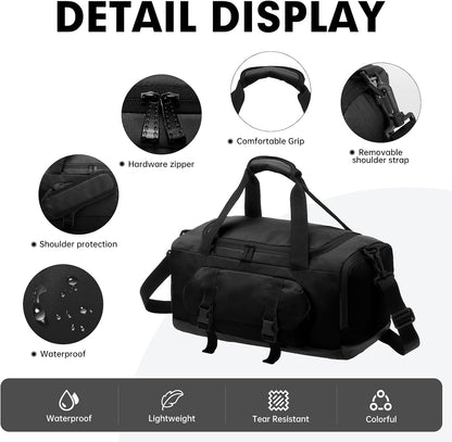 Gym Bag for Women & Men, Sports Travel Duffel Bag with Shoe Compartment and Wet Pocket, Anti-Theft Carry On Weekender Bag for Airplane, Water Resistant Workout Overnight Bag for Travel Gym