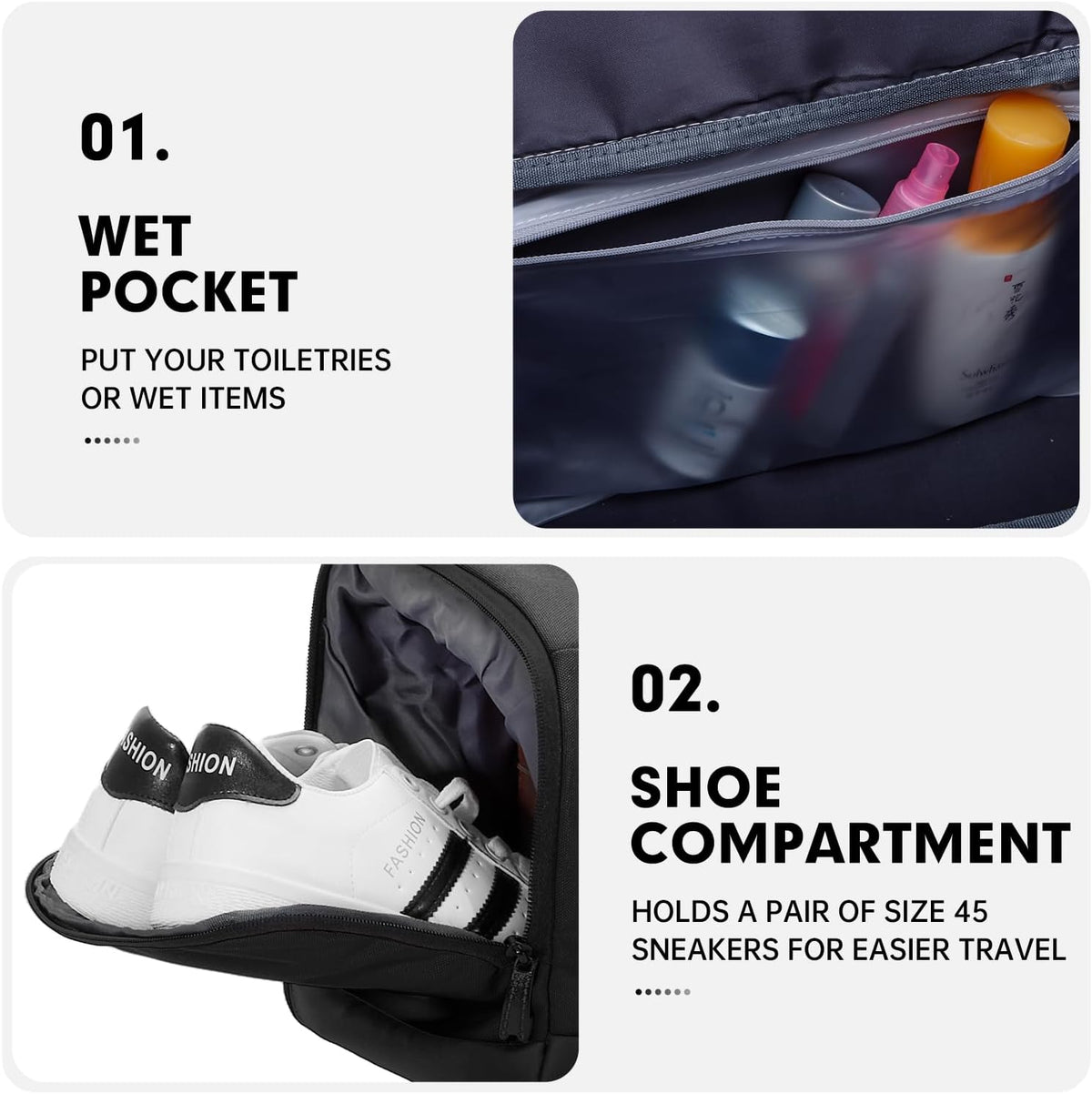 Gym Bag for Women & Men, Sports Travel Duffel Bag with Shoe Compartment and Wet Pocket, Anti-Theft Carry On Weekender Bag for Airplane, Water Resistant Workout Overnight Bag for Travel Gym