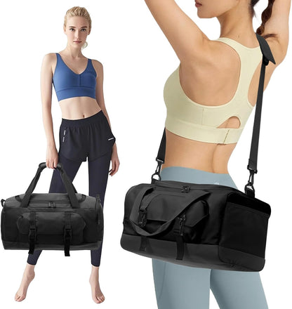 Gym Bag for Women & Men, Sports Travel Duffel Bag with Shoe Compartment and Wet Pocket, Anti-Theft Carry On Weekender Bag for Airplane, Water Resistant Workout Overnight Bag for Travel Gym