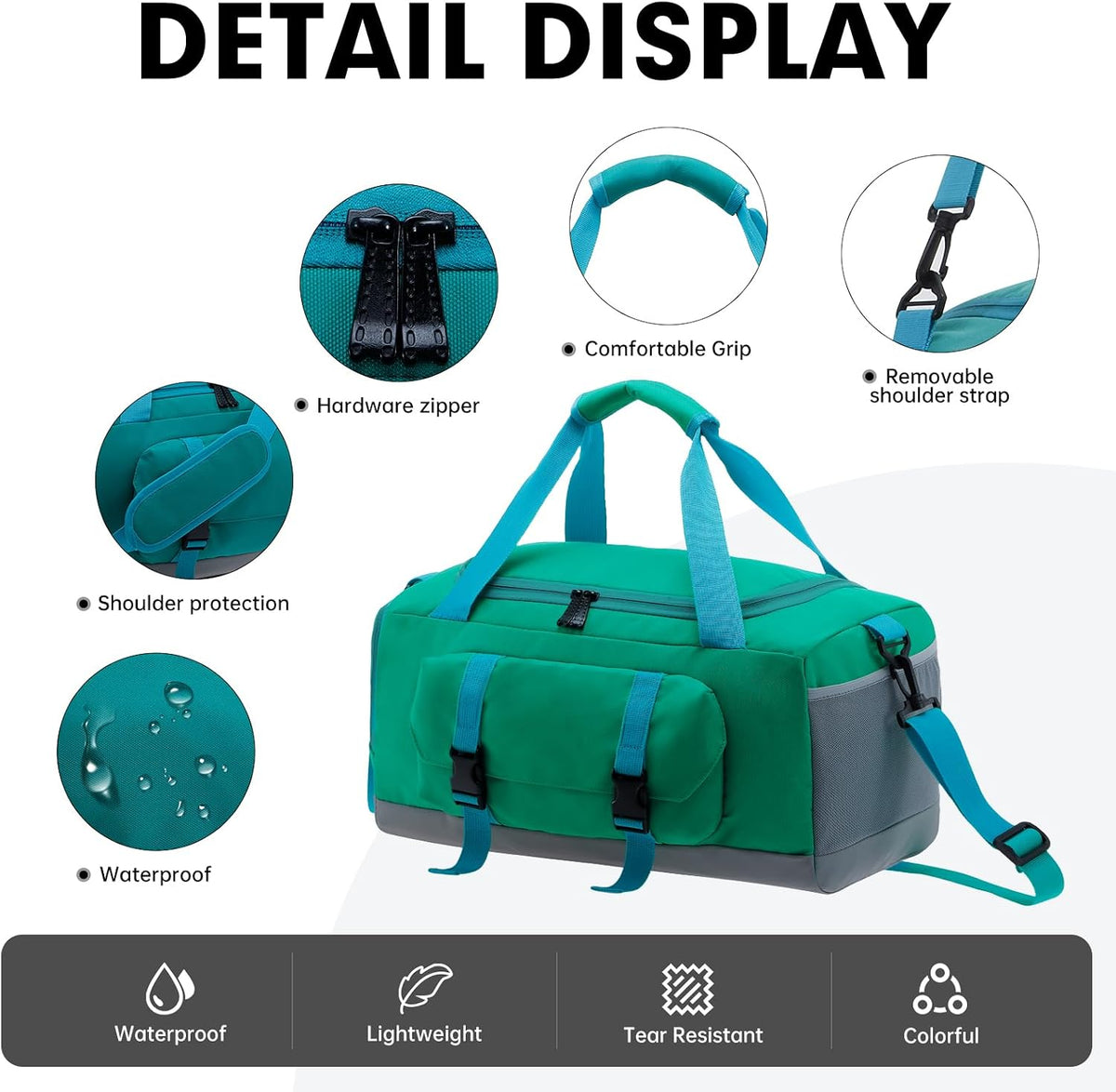Gym Bag for Women & Men, Sports Travel Duffel Bag with Shoe Compartment and Wet Pocket, Anti-Theft Carry On Weekender Bag for Airplane, Water Resistant Workout Overnight Bag for Travel Gym