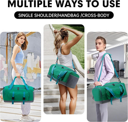 Gym Bag for Women & Men, Sports Travel Duffel Bag with Shoe Compartment and Wet Pocket, Anti-Theft Carry On Weekender Bag for Airplane, Water Resistant Workout Overnight Bag for Travel Gym