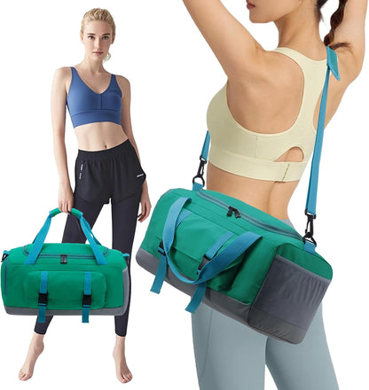 Gym Bag for Women & Men, Sports Travel Duffel Bag with Shoe Compartment and Wet Pocket, Anti-Theft Carry On Weekender Bag for Airplane, Water Resistant Workout Overnight Bag for Travel Gym