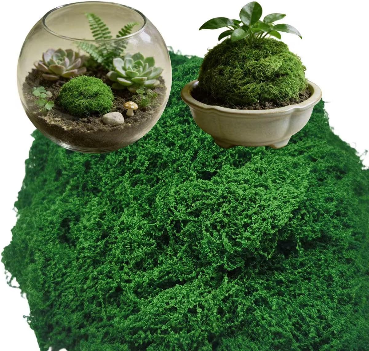 3.5 Oz Fluffy Cloud-Like Artificial Moss, Craft Use Simulated Moss for Indoor Potted Landscaping, Fairy Garden Decor, Terrarium, Miniature & Model Scene Design (Light Green)