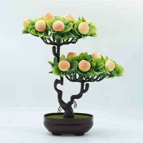 Plastic Artificial Fruit Tree Artificial Peach Orange Fruit Tree Artificial Plants Potted Bonsai Desktop Bonsai Home Decor (Color : Peach)