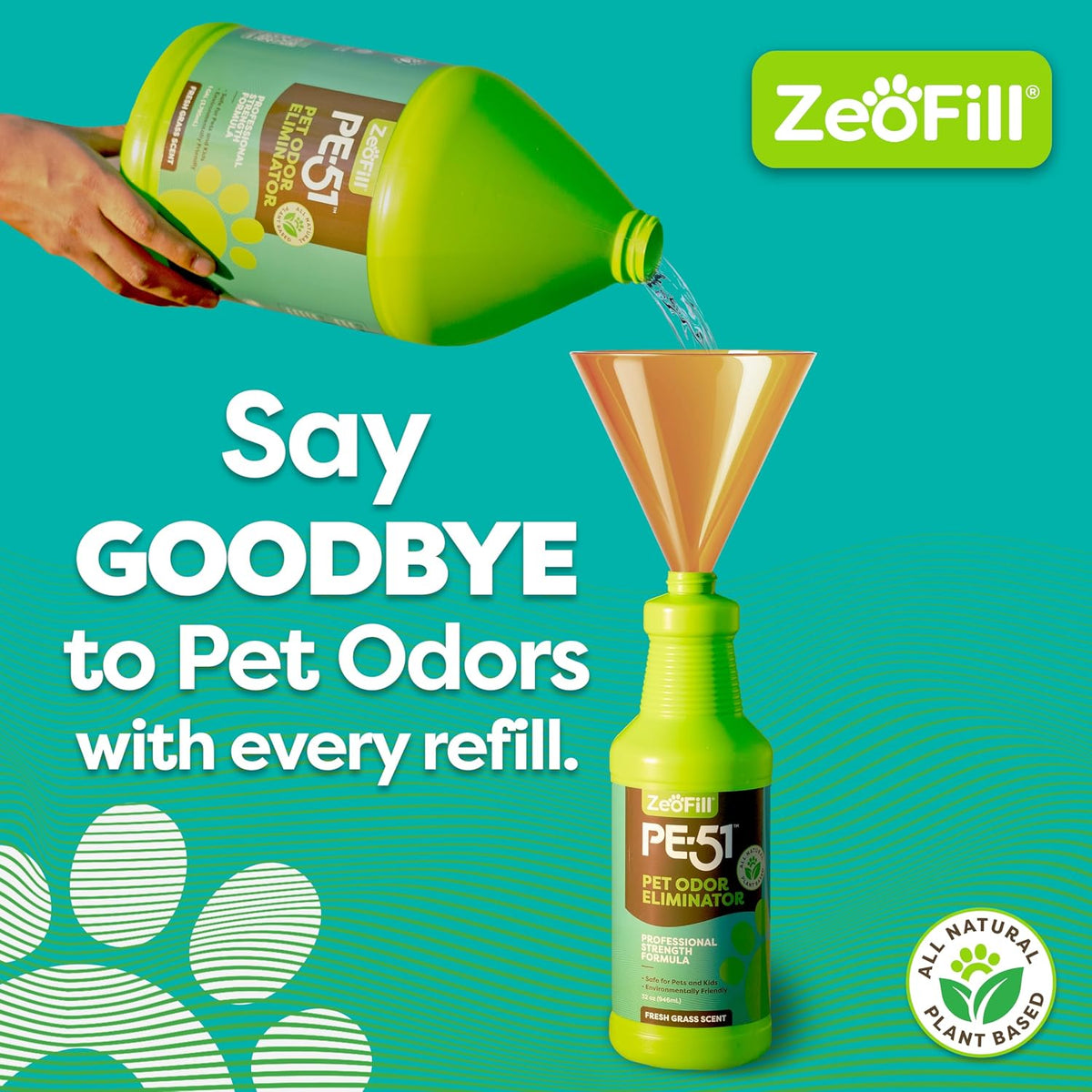 ® Artificial Turf Cleaner & Pet Odor Eliminator Premium Bundle – 8LBS OdorZorb, 1 Gal PE-51, 32oz PE-51 w/Nozzle – for Turf, Grass, Litter Box – Organic & Natural