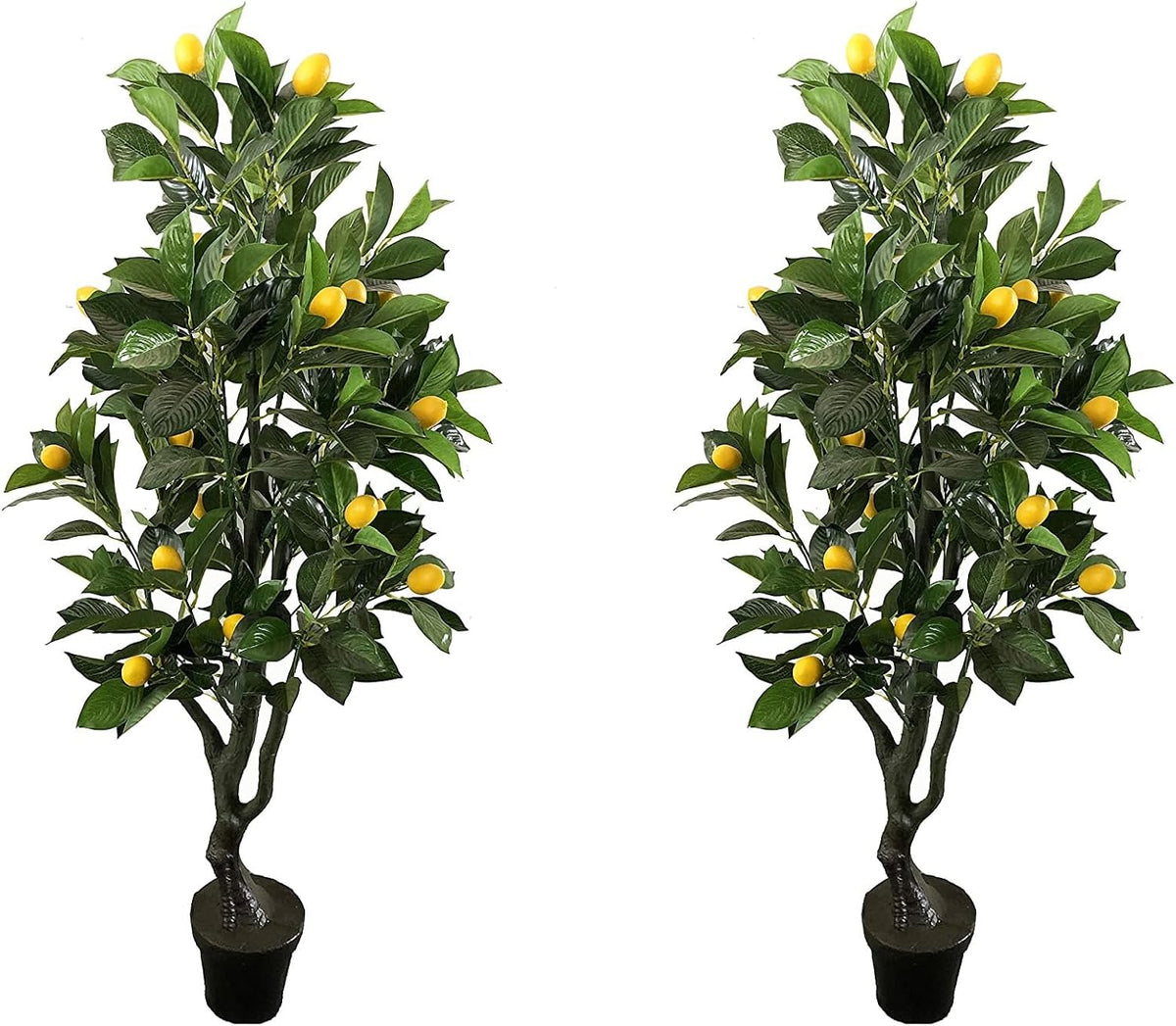 Pair 4 Feet Six-Branch Artificial Lemon Trees with Fruits, Real Touch Tech.